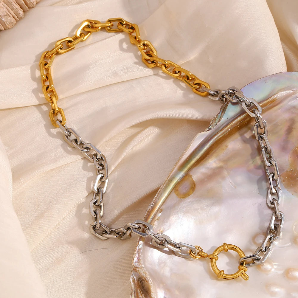 Dual Tone Buckle Necklace
