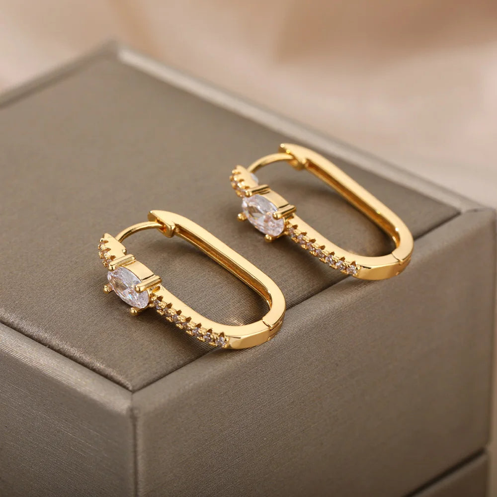 Minimal Zircon Round Earrings