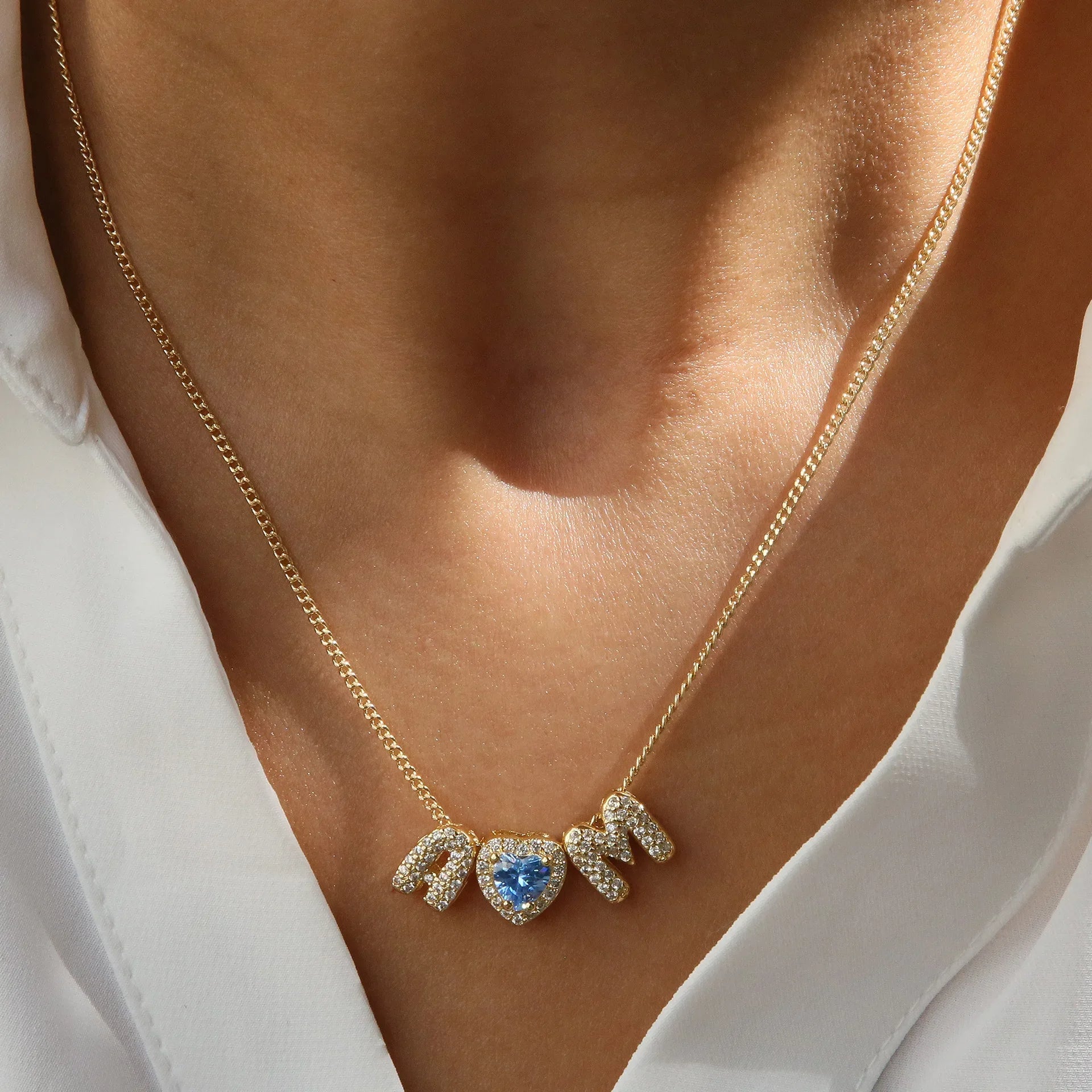 Birthstone Heart Initial Necklace