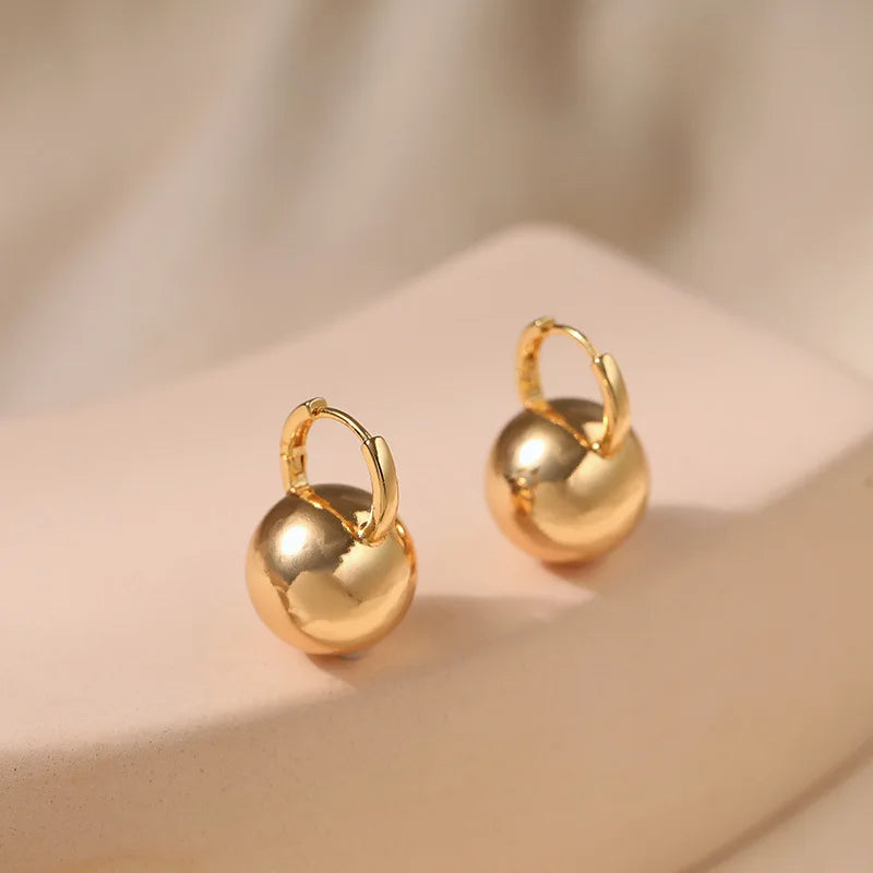 Round Ball Hoop Earrings