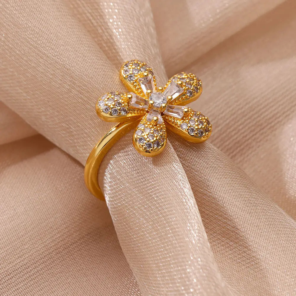 Cubic Zirconia Flower Ring