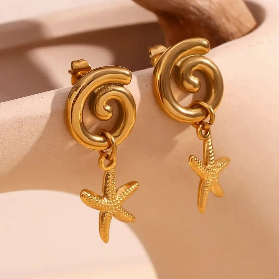 Spiral Starfish Earrings
