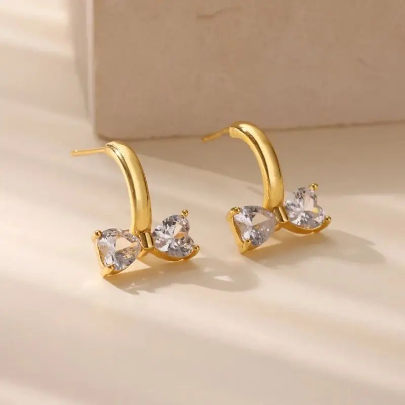 Zirconia Bow Stud Earrings