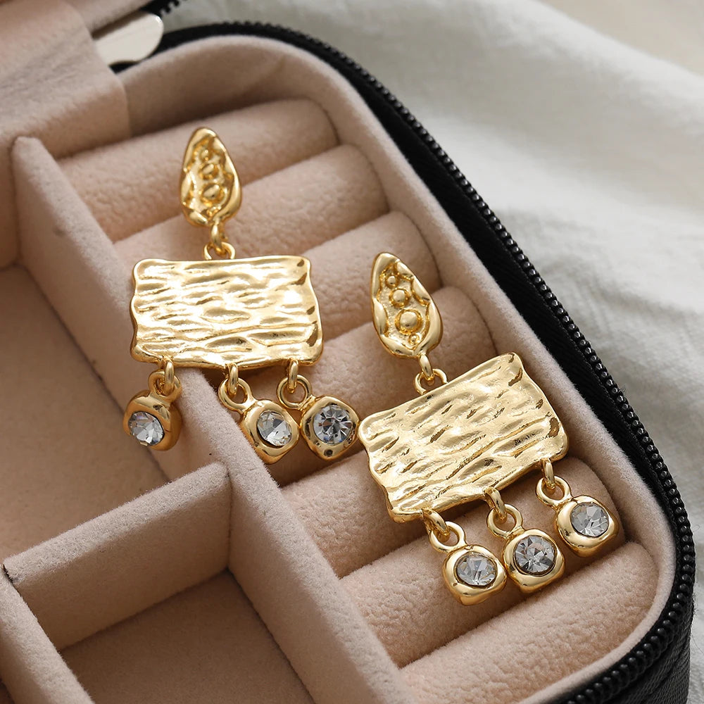 Hammered Square Drop Earrings