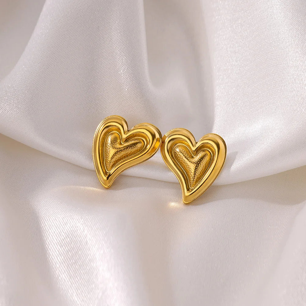Twisted Heart Stud Earrings