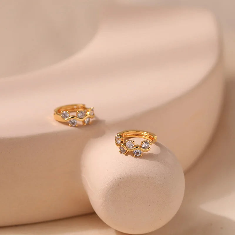White Zirconia Hoop Earrings