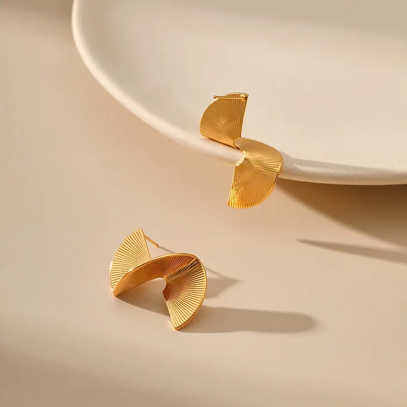 Gold Twisted Stud Earrings