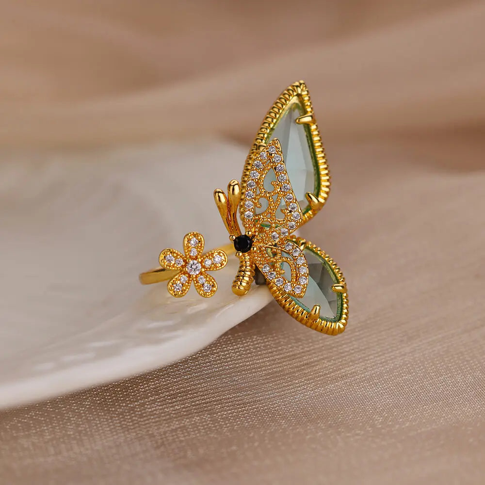 Crystal Butterfly Ring