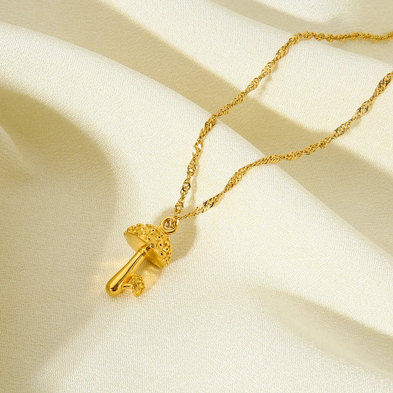 Gold Mushroom Necklace