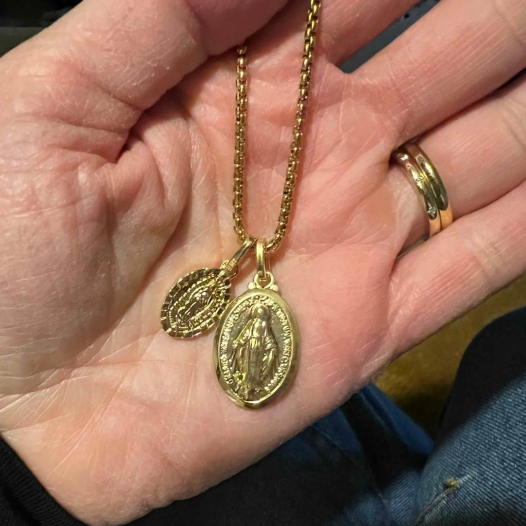 Double Virgin Mary Charm Necklace