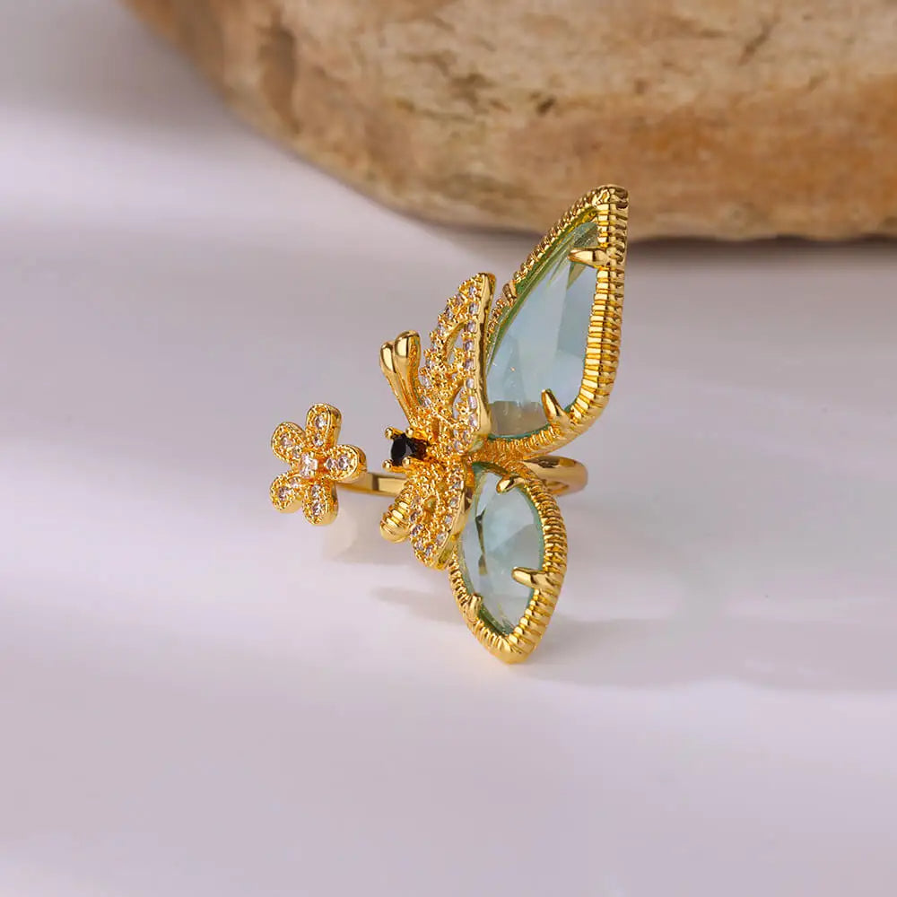 Crystal Butterfly Ring
