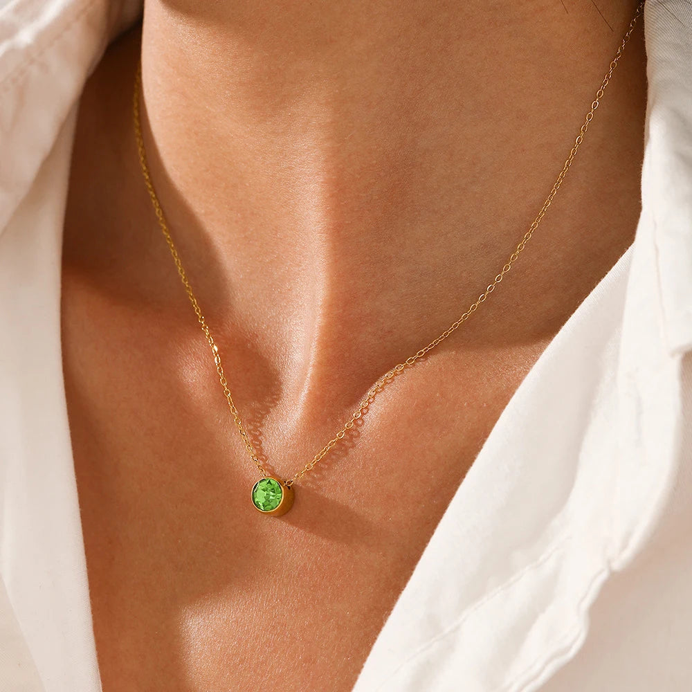 Stainless Steel Birthstone Necklace