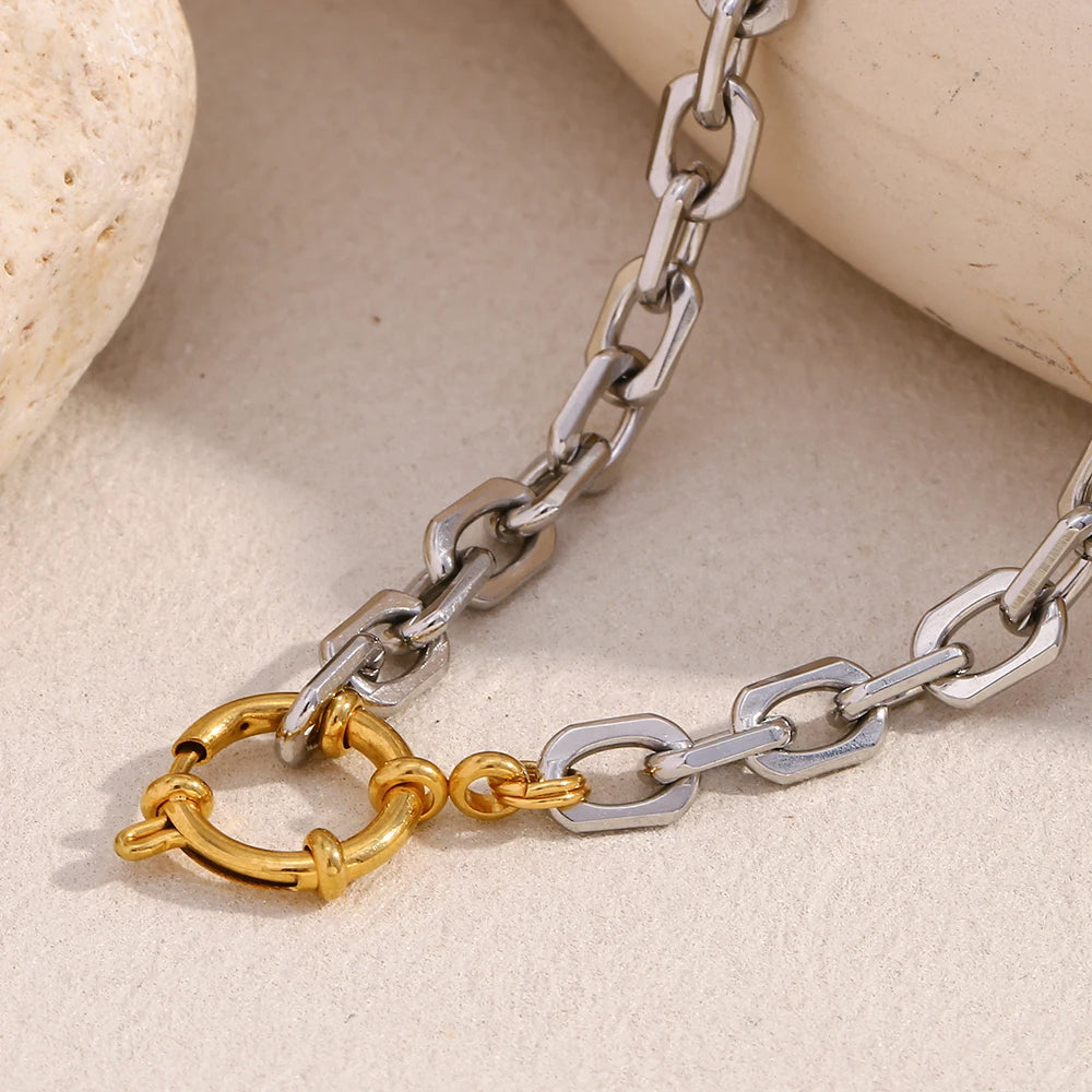 Dual Tone Buckle Necklace