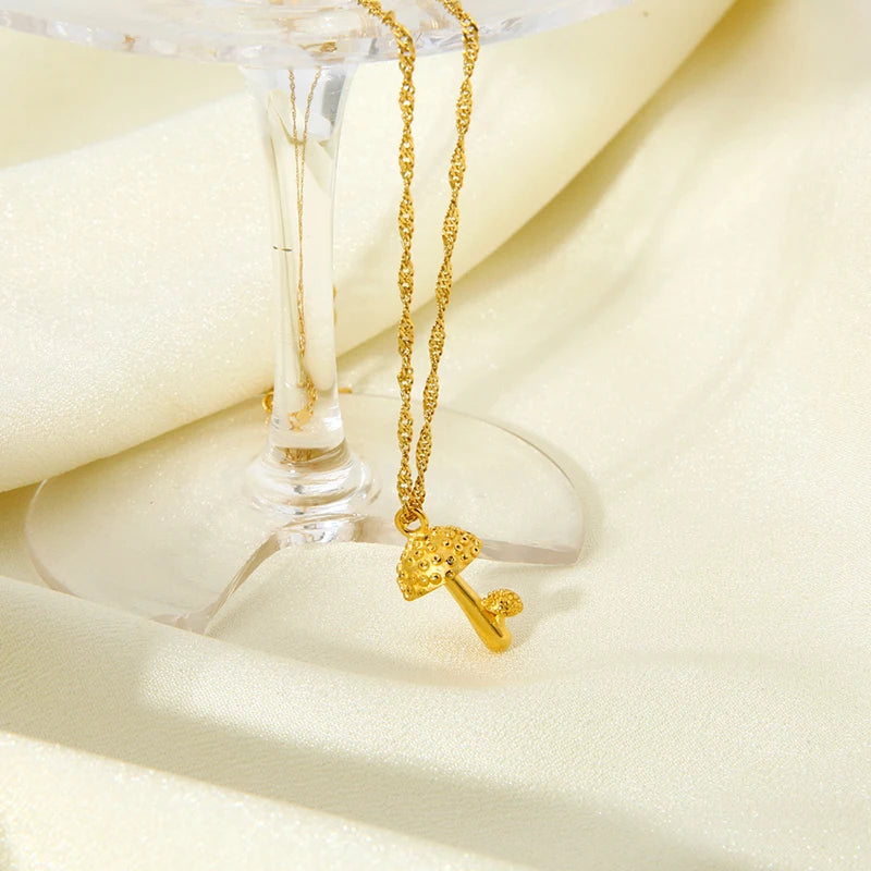 Gold Mushroom Necklace
