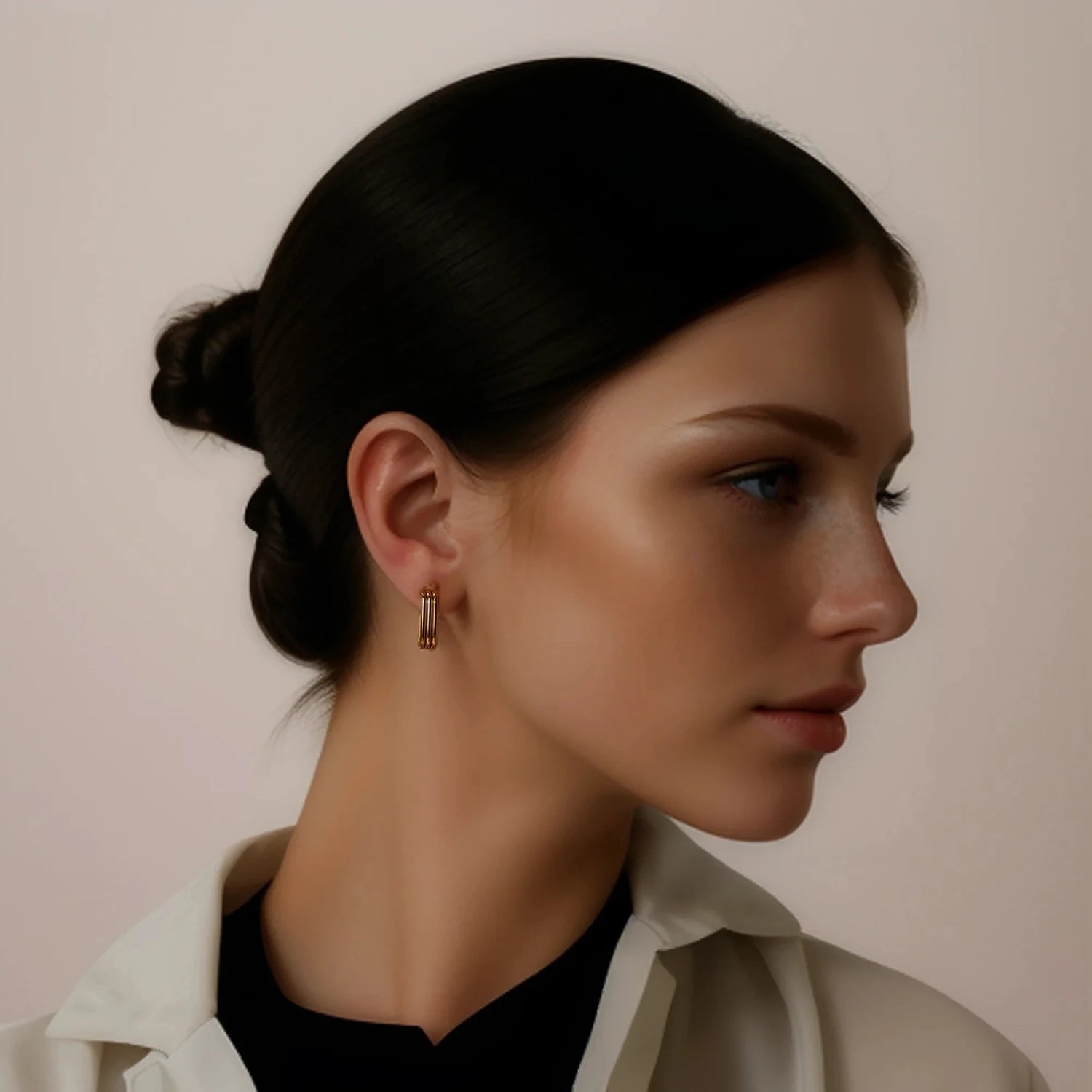 Trilayer J Shaped Earrings