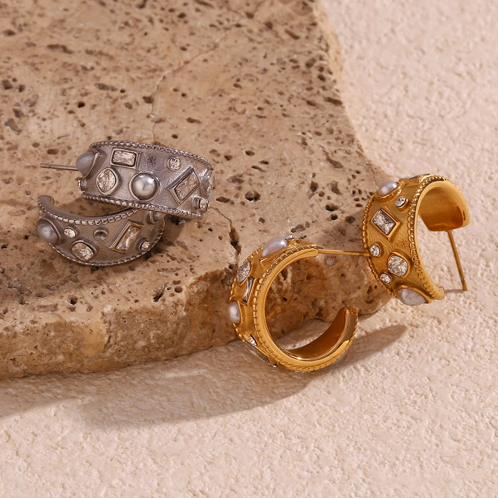 C-Shaped Hoop Earrings