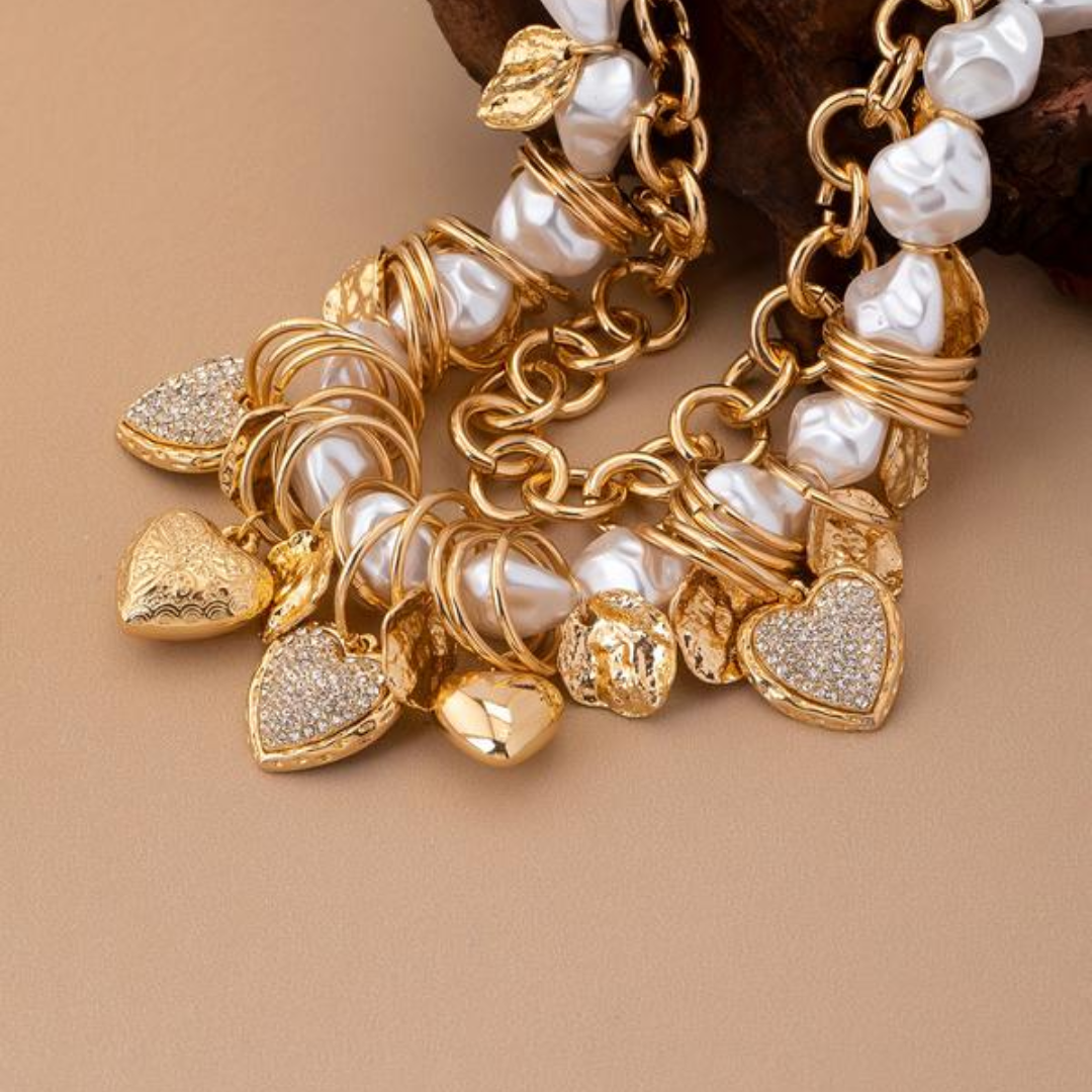 Chunky Boho Hearts Necklace