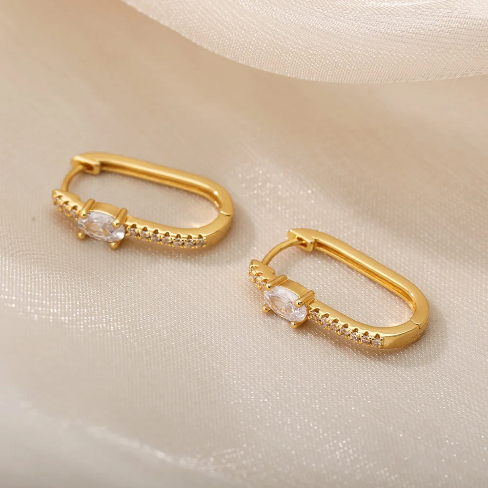Minimal Zircon Round Earrings