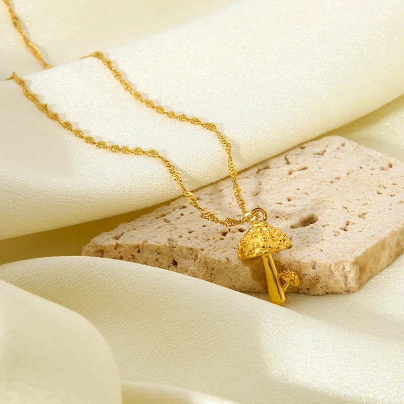 Gold Mushroom Necklace
