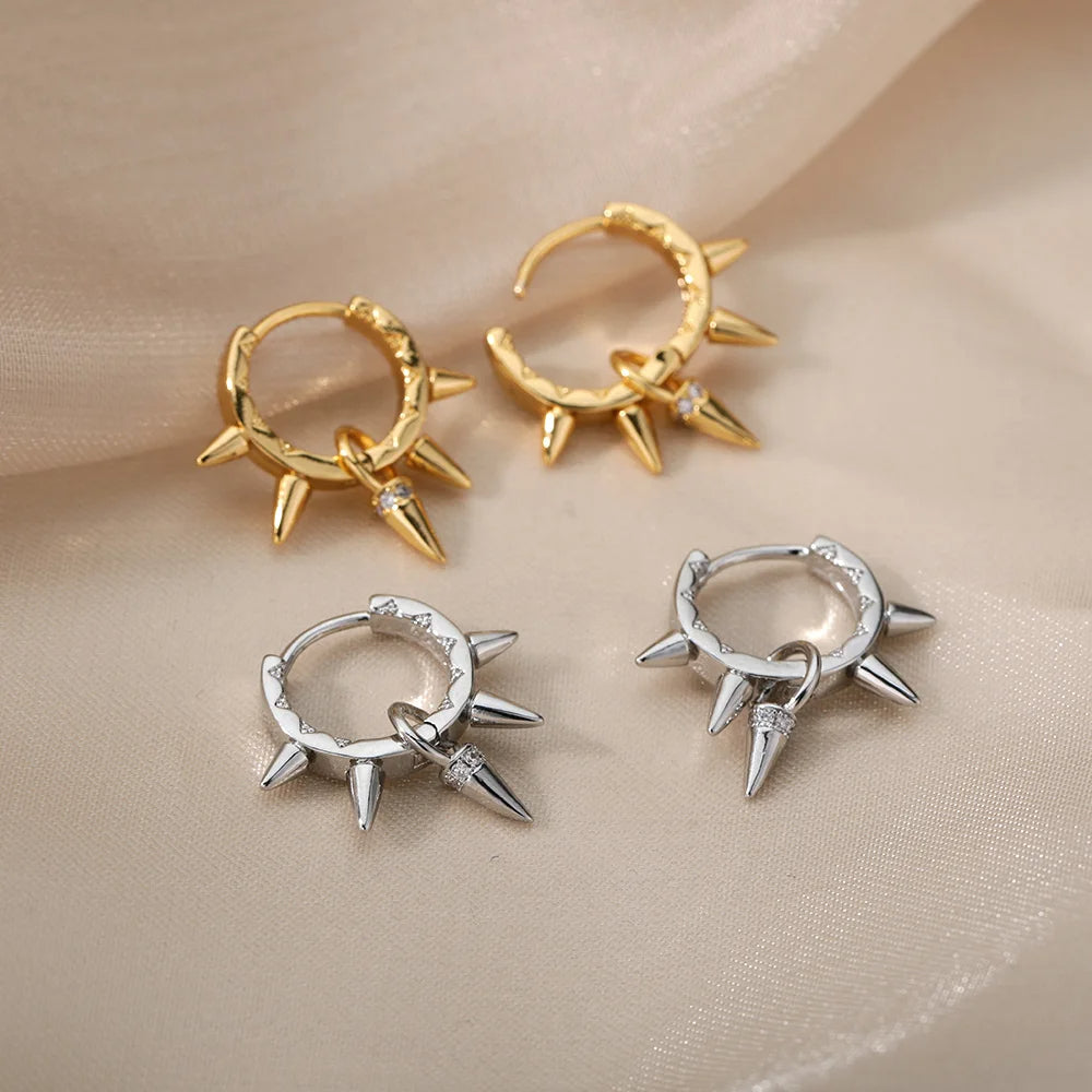 Spike Rivet Hoop Earrings