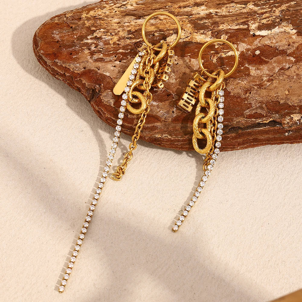 Zircon Tassel Earrings