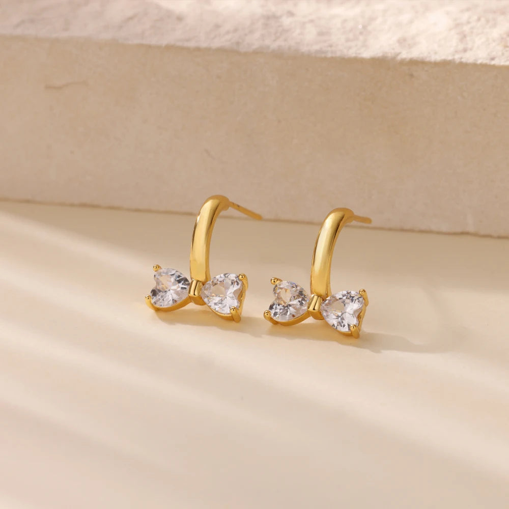Zirconia Bow Stud Earrings