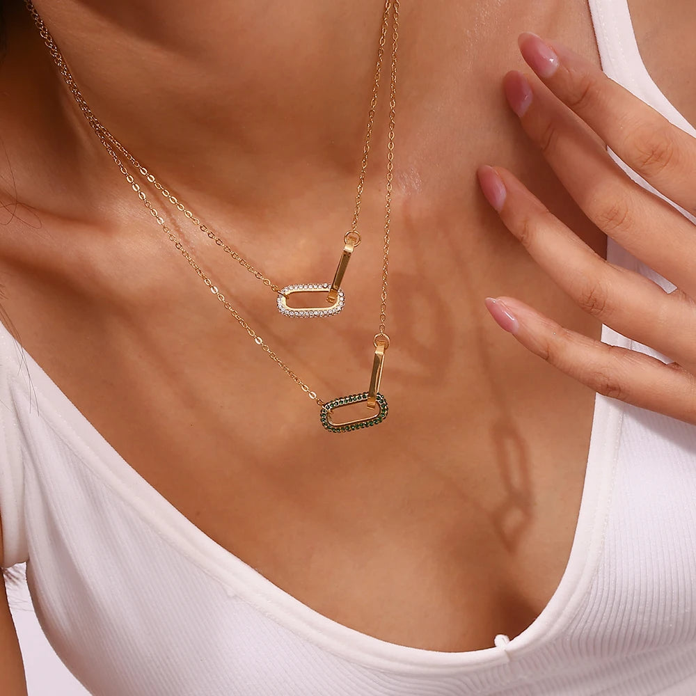 Rhinestone Paperclip Necklace