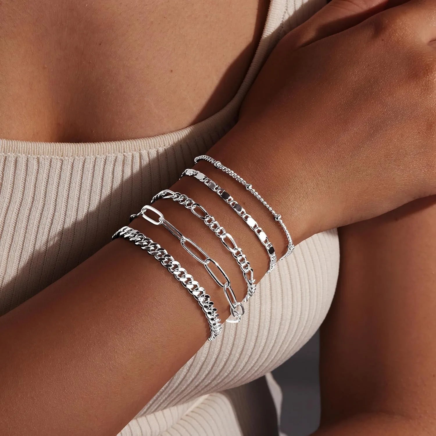 Dainty Link Chain Bracelet Set
