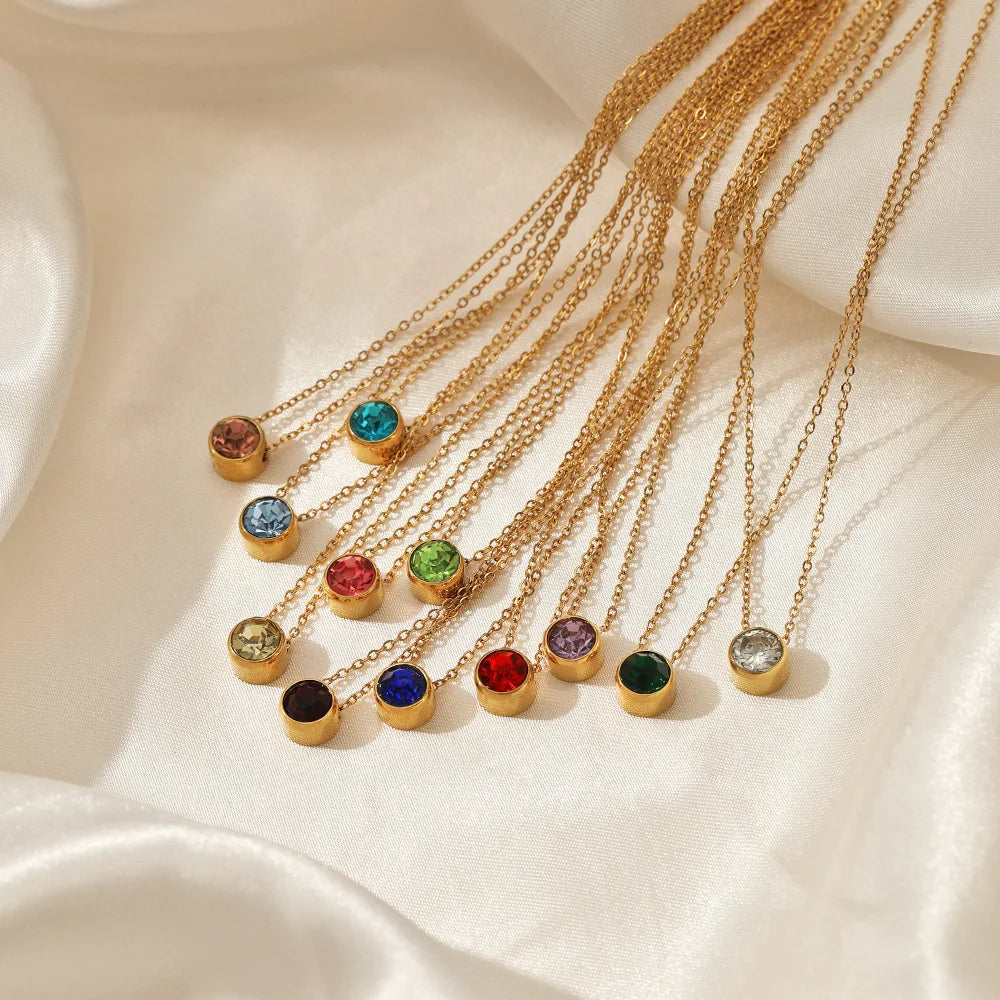 Stainless Steel Birthstone Necklace
