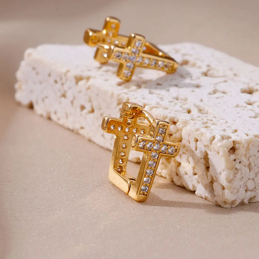 Cross Zircon Earrings