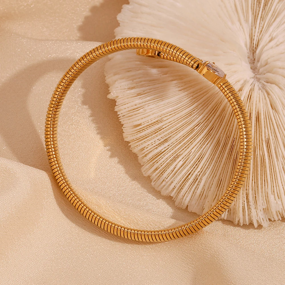 Striped Zircon Heart Bracelet