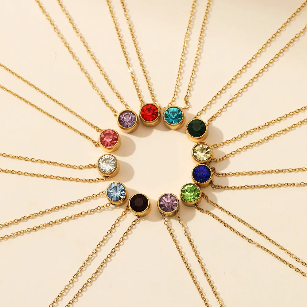 Stainless Steel Birthstone Necklace