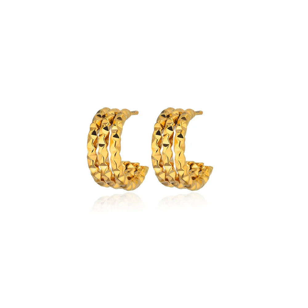Trilayer Geometric Earrings