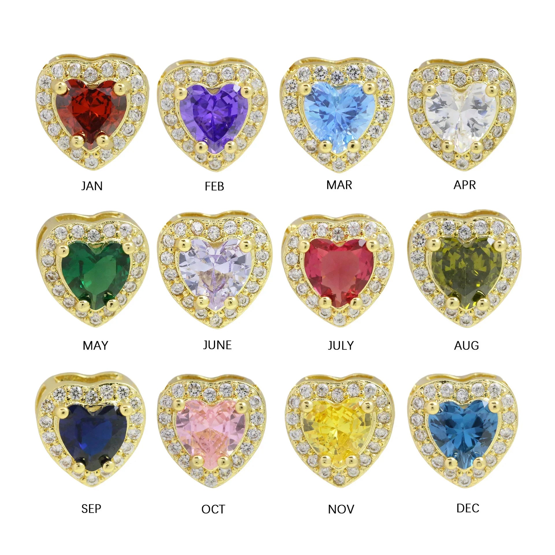 Birthstone Heart Initial Necklace