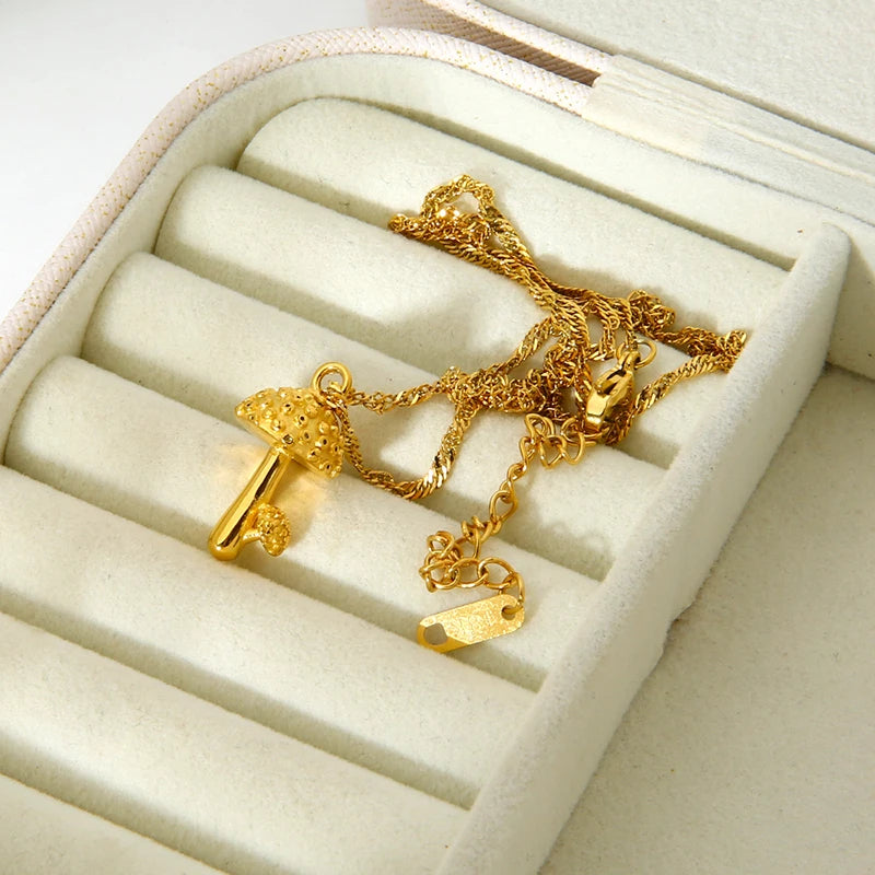 Gold Mushroom Necklace