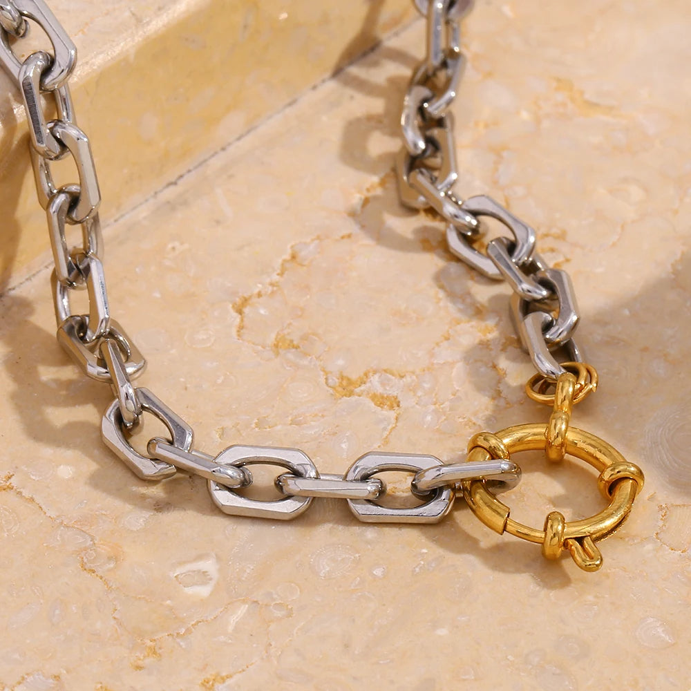 Dual Tone Buckle Necklace