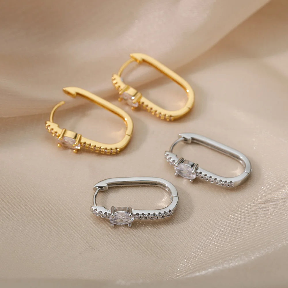Minimal Zircon Round Earrings