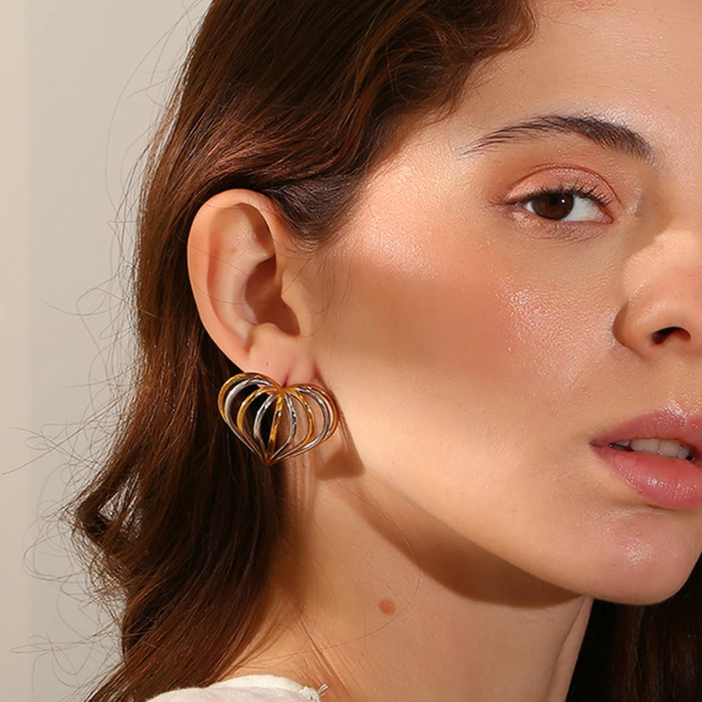 Striped Heart Earrings