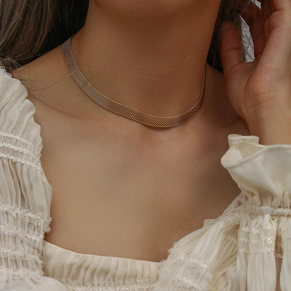 Gold Mesh Choker Necklace
