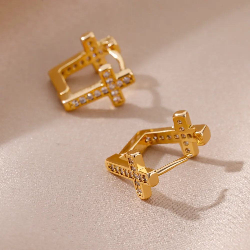 Cross Zircon Earrings