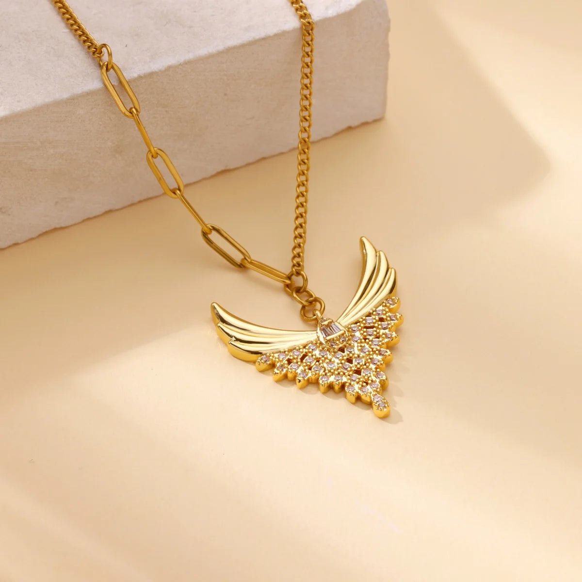 Zirconia Angel Wings Necklace