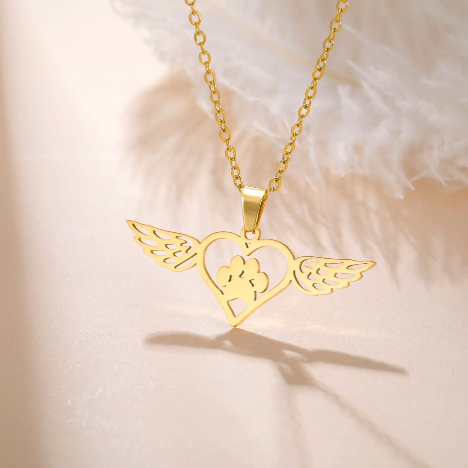 Paw Heart Wing Necklace