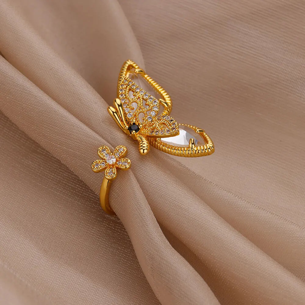 Crystal Butterfly Ring