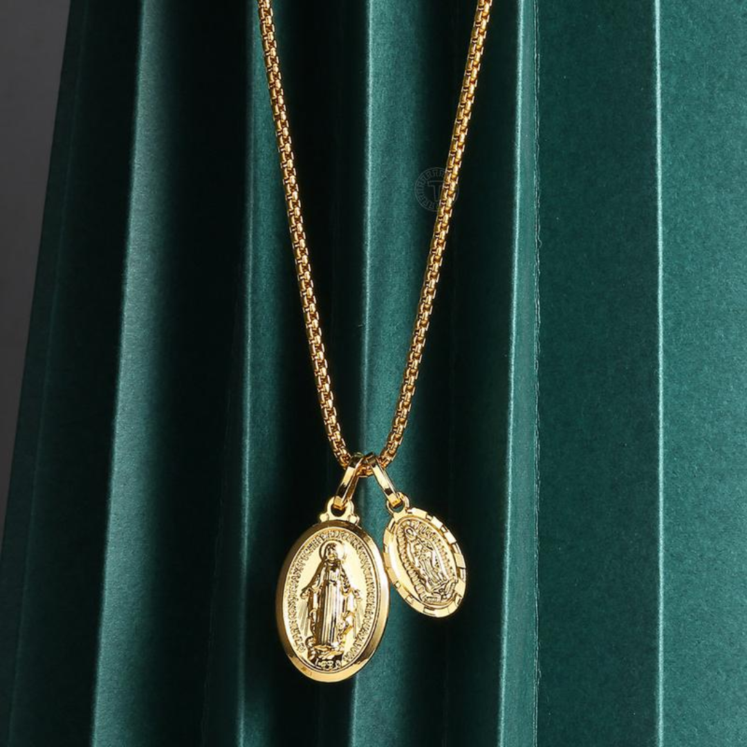 Double Virgin Mary Charm Necklace
