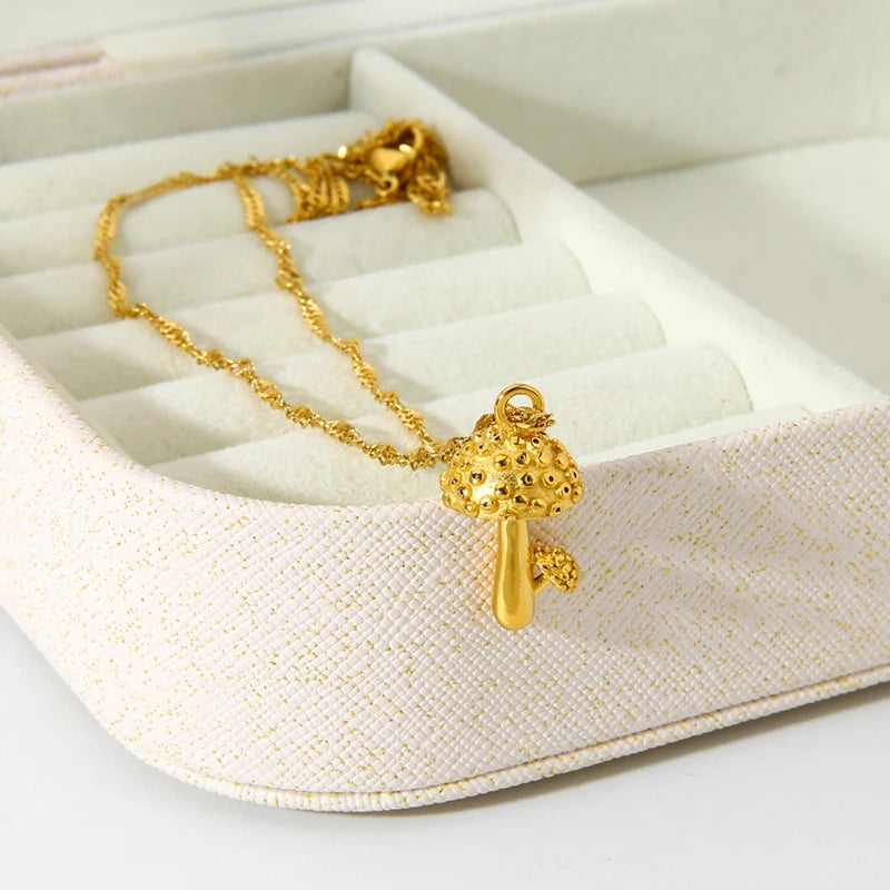 Gold Mushroom Necklace