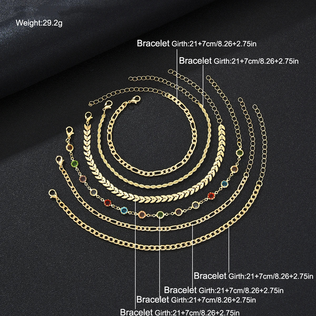 6 PCS Layered Chain Anklet Set
