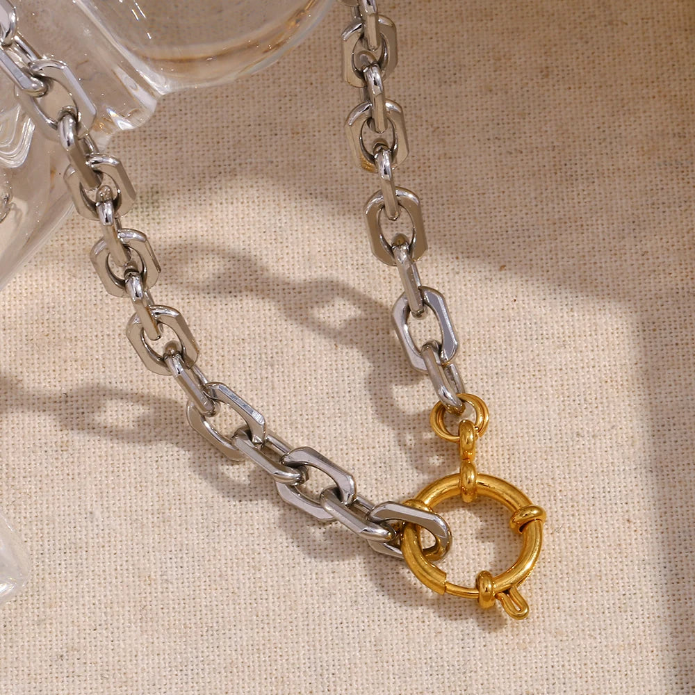 Dual Tone Buckle Necklace
