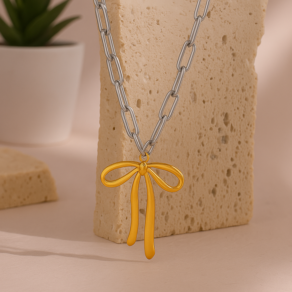 Paperclip Bow Necklace