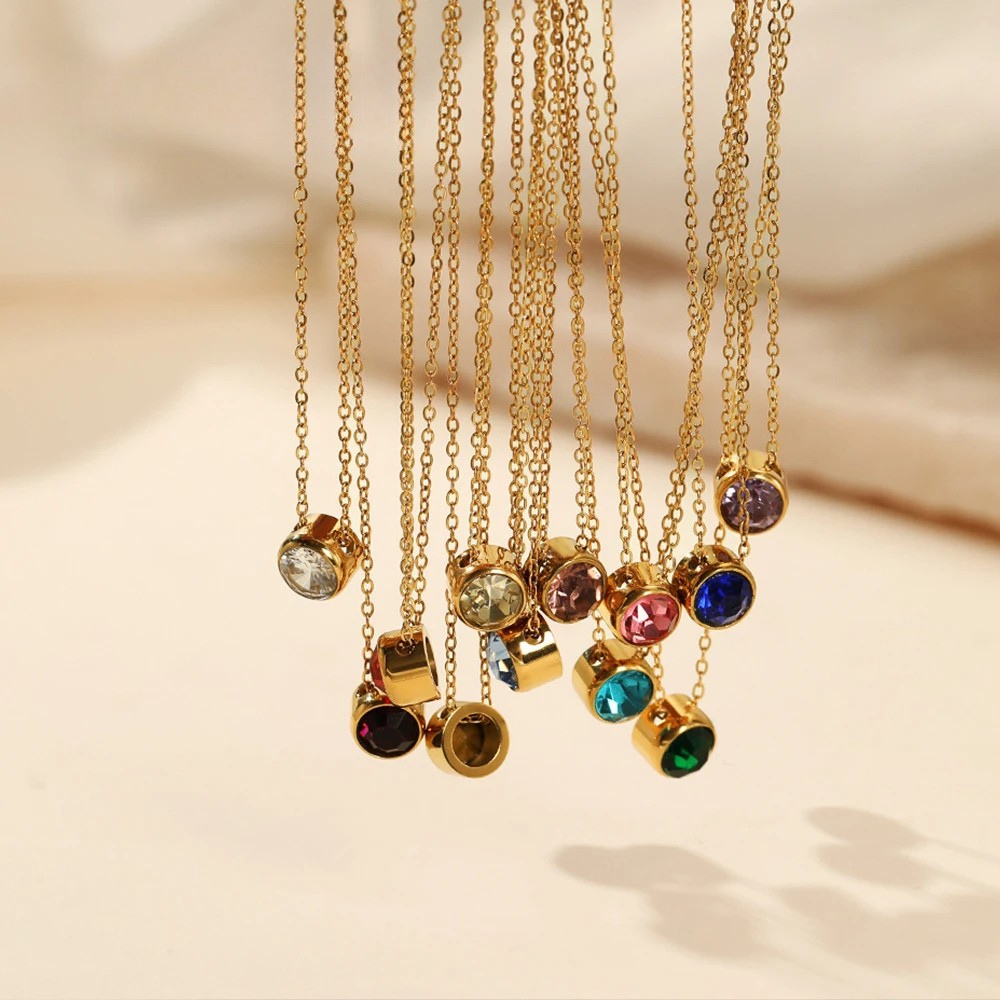 Stainless Steel Birthstone Necklace