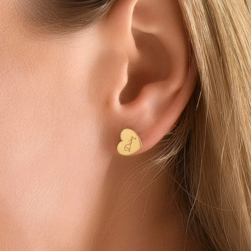 Custom Heart Name Earrings